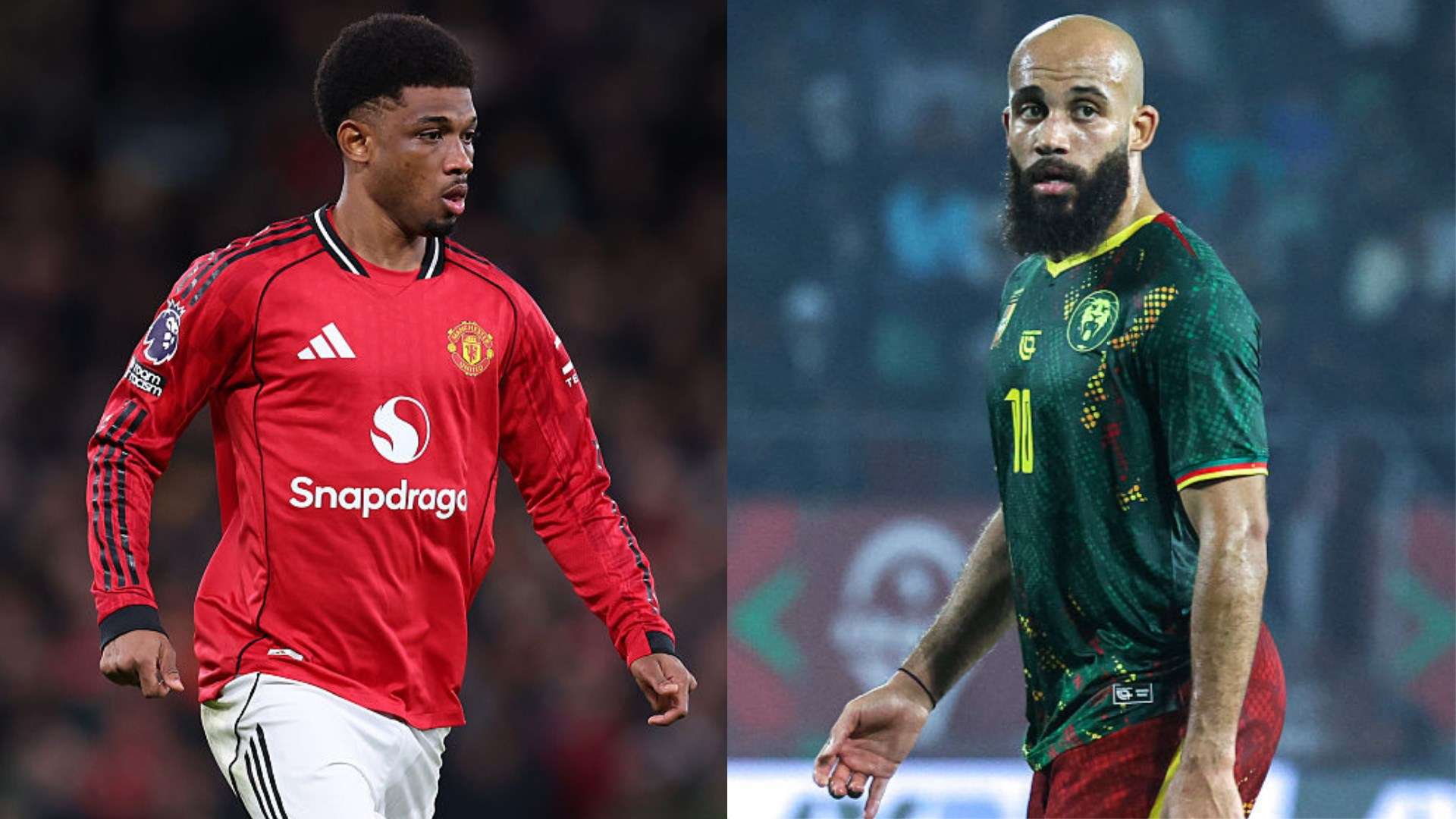 Amad Diallo ชมเพื่อนร่วมทีม Man Utd Bryan Mbeumo หลังแลกเสื้อกันในเกม AFCON ระหว่าง Ivory Coast กับ Cameroon