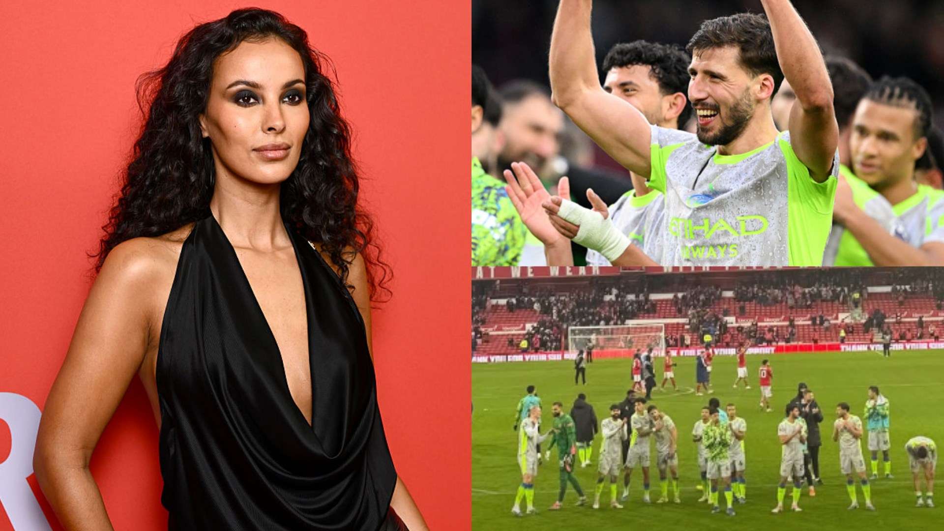 Maya Jama อวดสเต็ปแฟนบอล WAG ขณะเชียร์แฟนหนุ่ม Ruben Dias ในเกม Man City บุกชนะ Nottingham Forest