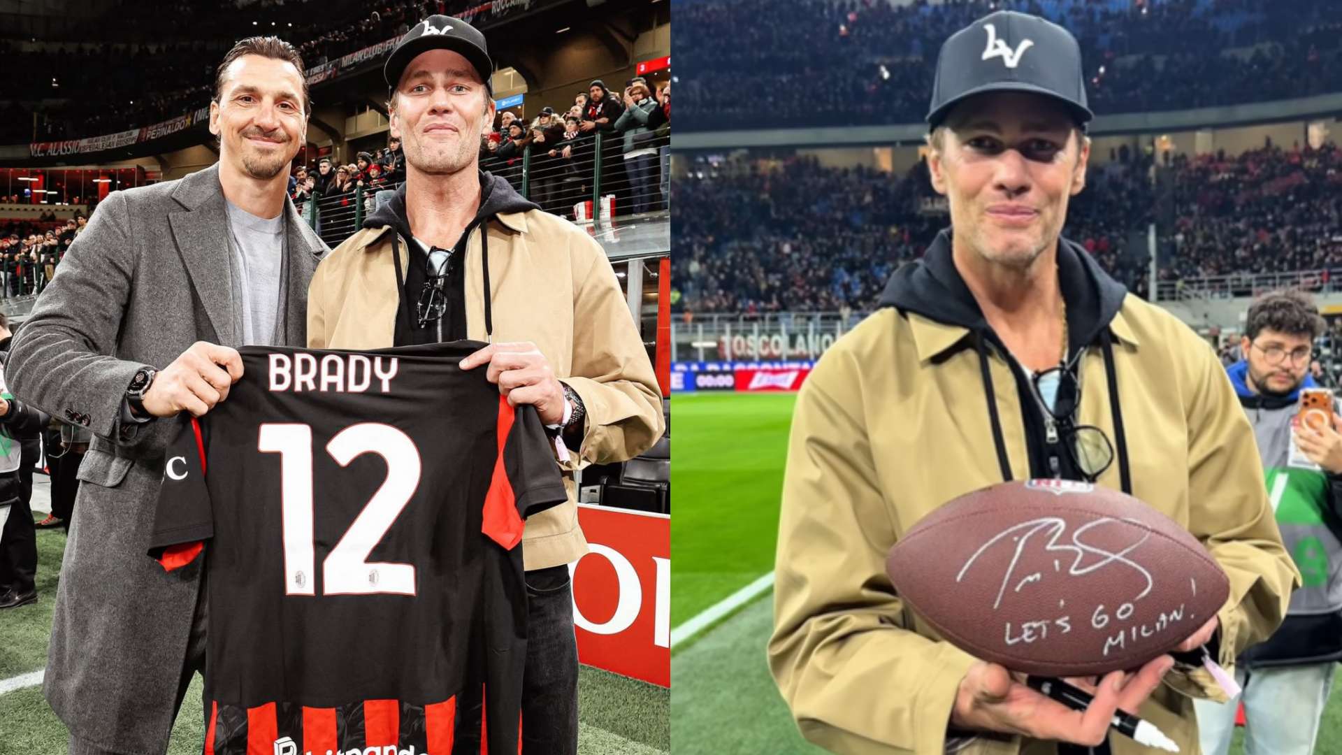 ทอม เบรดี พบ ซลาตัน อิบราฮิโมวิช ที่ ซาน ซิโร พร้อมรับเสื้อหมายเลข 12 ของ เอซี มิลาน