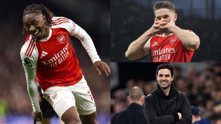 เอเบเรชี เอเซ่ ทำสองประตู! อาร์เซนอลถล่มท็อตแน่ม 4-1 ลุ้นแชมป์พรีเมียร์ลีก