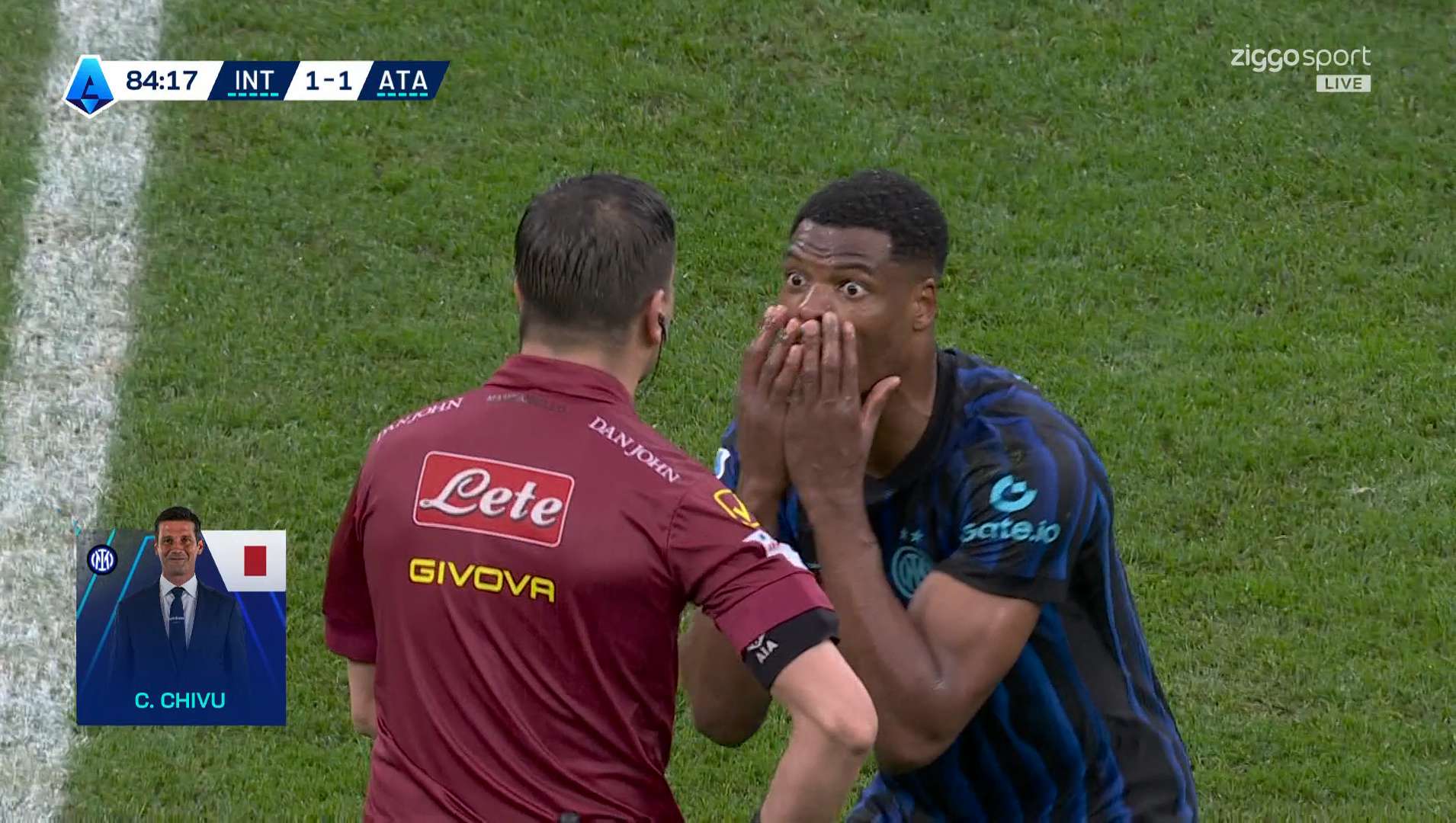 อินเตอร์ ยื่นประท้วงจังหวะปะทะระหว่าง สุเลมานา กับ ดัมฟรีส์ ก่อนประตูของ ครสต์โววิช ในเซเรียอา