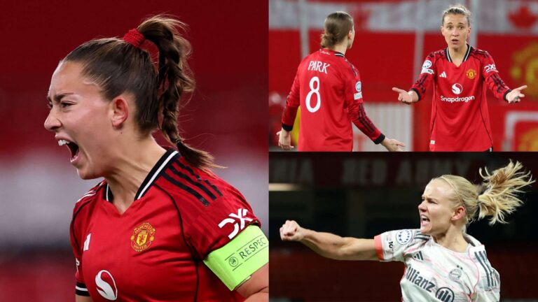 แมนยู หญิง พบ บาเยิร์น มิวนิค: ความผิดพลาดแนวรับทำให้ทีมอยู่บนเส้นทางตกรอบ หลัง เพอร์นิล ฮาร์เดอร์ ยิงนำ