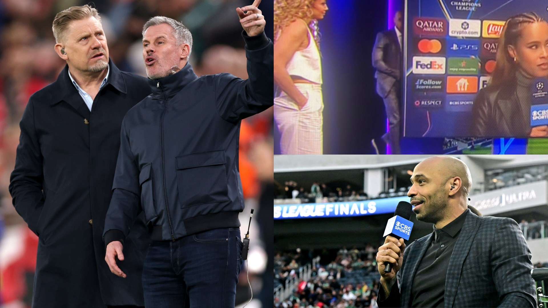 เธียร์รี่ อองรี ซ่อนตัว ขณะ เจมี่ คาร์ราเกอร์ กับ ปีเตอร์ ชไมเคิล ปะทะเดือดเรื่องฟอร์มลิเวอร์พูลบุกพ่าย PSG